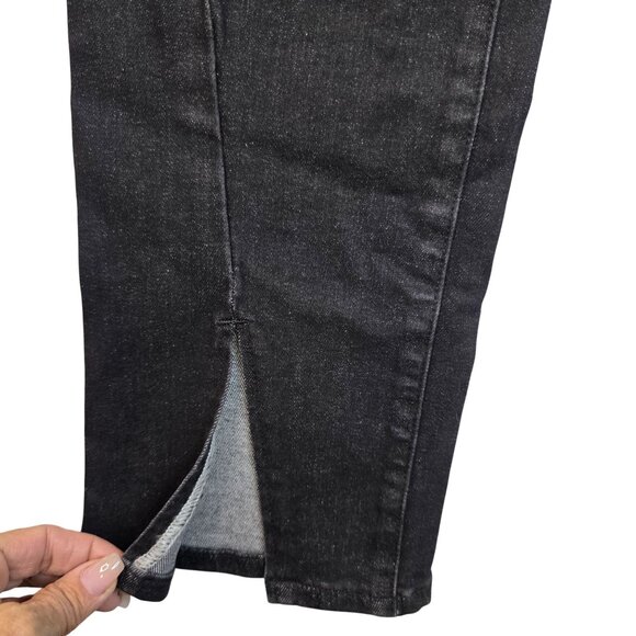 FDJ Olivia Size 6 Straight Leg Slit Hem Jeans Black Wash Mid Rise Slim Stretch - Picture 3 of 13